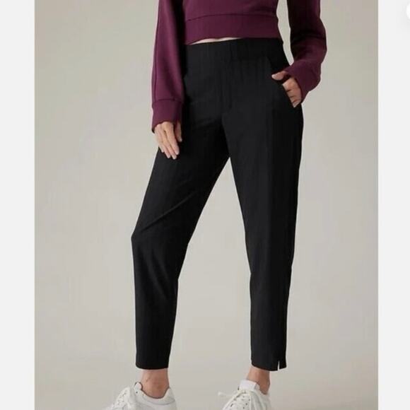 Athleta Pants - Athleta Brooklyn Ankle Activewear Pant in Black Gloss Stripe, Size 0 Tall